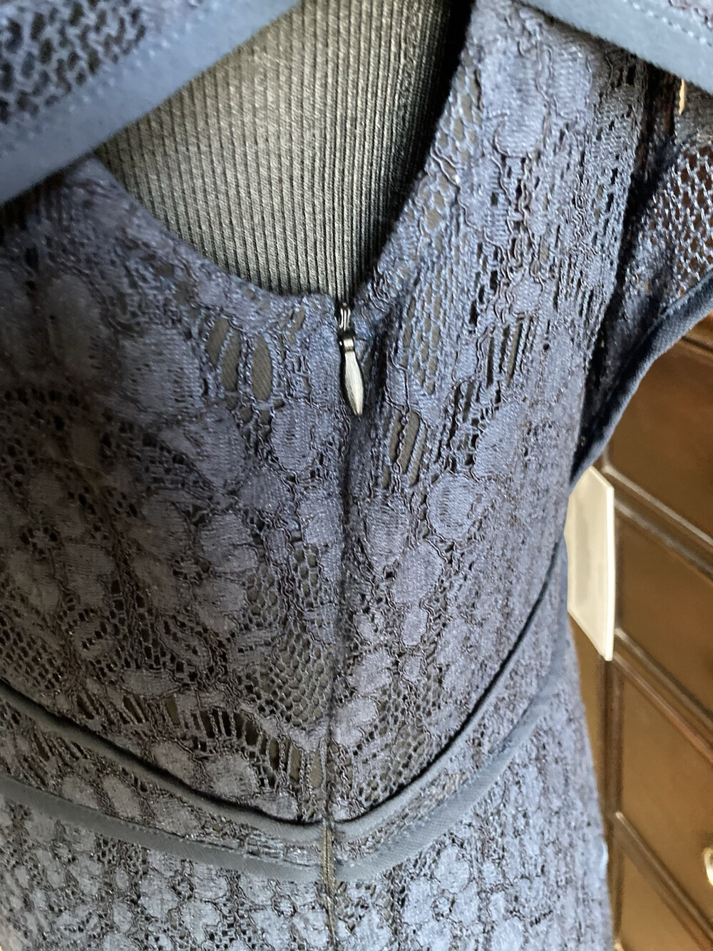 Anthropologie Foxiedox Dress Clarinda Tiered Lace Navy Sz XL orig $148 NWT A305 - Picture 6 of 16